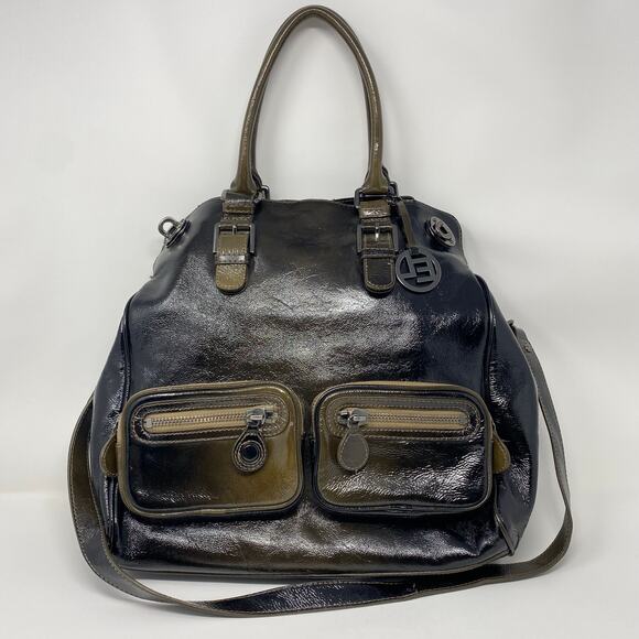 Elliott Lucca Black and Green Ombre Cow Leather Shoulder Bag - Picture 10 of 10